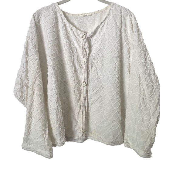 V. Chapman Tops - Vintage Linda Chapman White Cotton Button Front‎ Cardigan Top M
